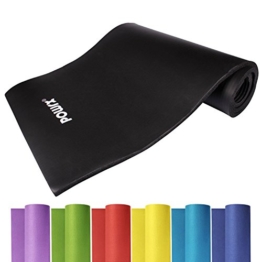 POWRX Gymnastikmatte Yoga und Pilatesmatte, Schwarz, 190 x 100 x 1.5 cm, 400013 -