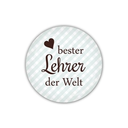 lijelove Buttons, 04-023G, "Vichy" bester Lehrer der Welt, blau, hellblau, 38 mm -